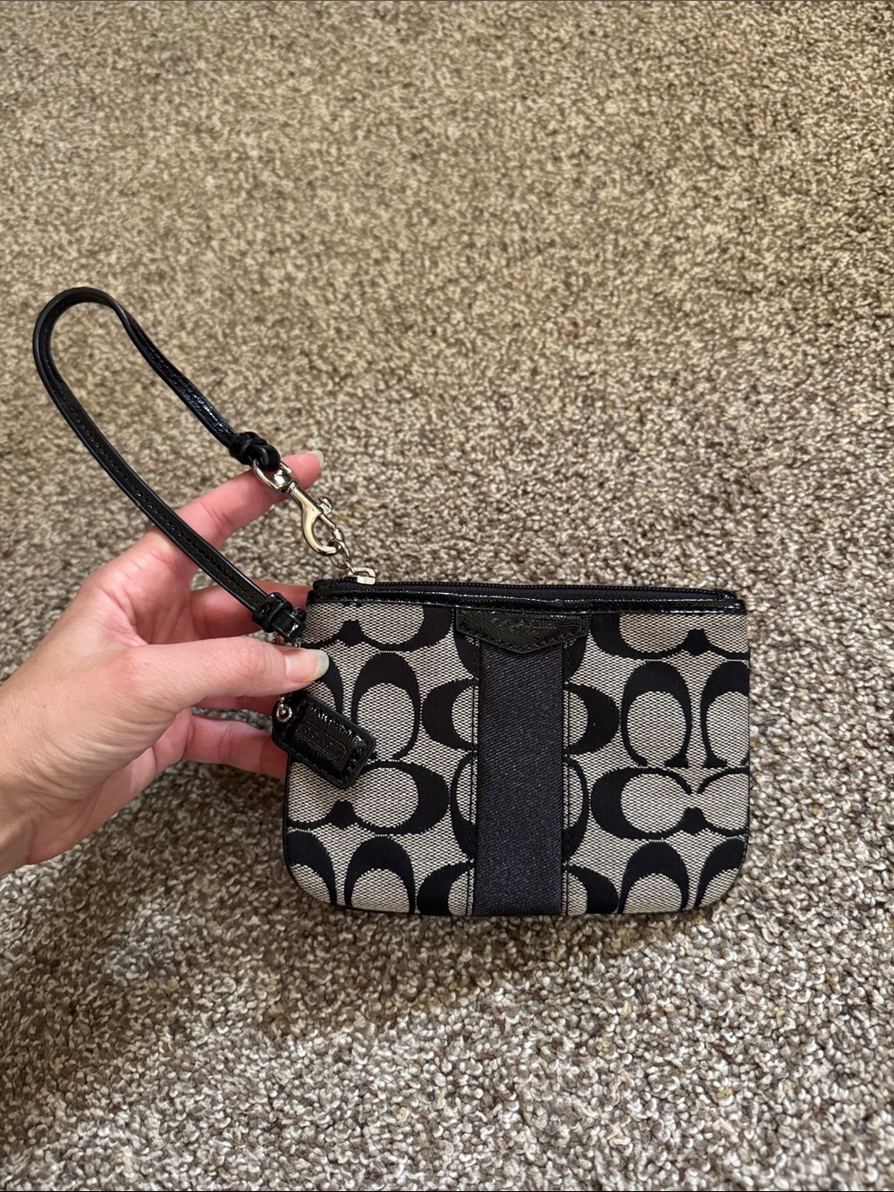 Coach Black Signature Canvas Wristlet